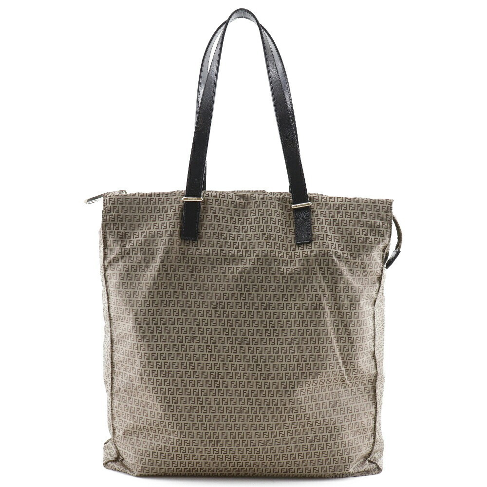 Fendi Micro Zucchini Tote Bag Nylon X Calf Brown